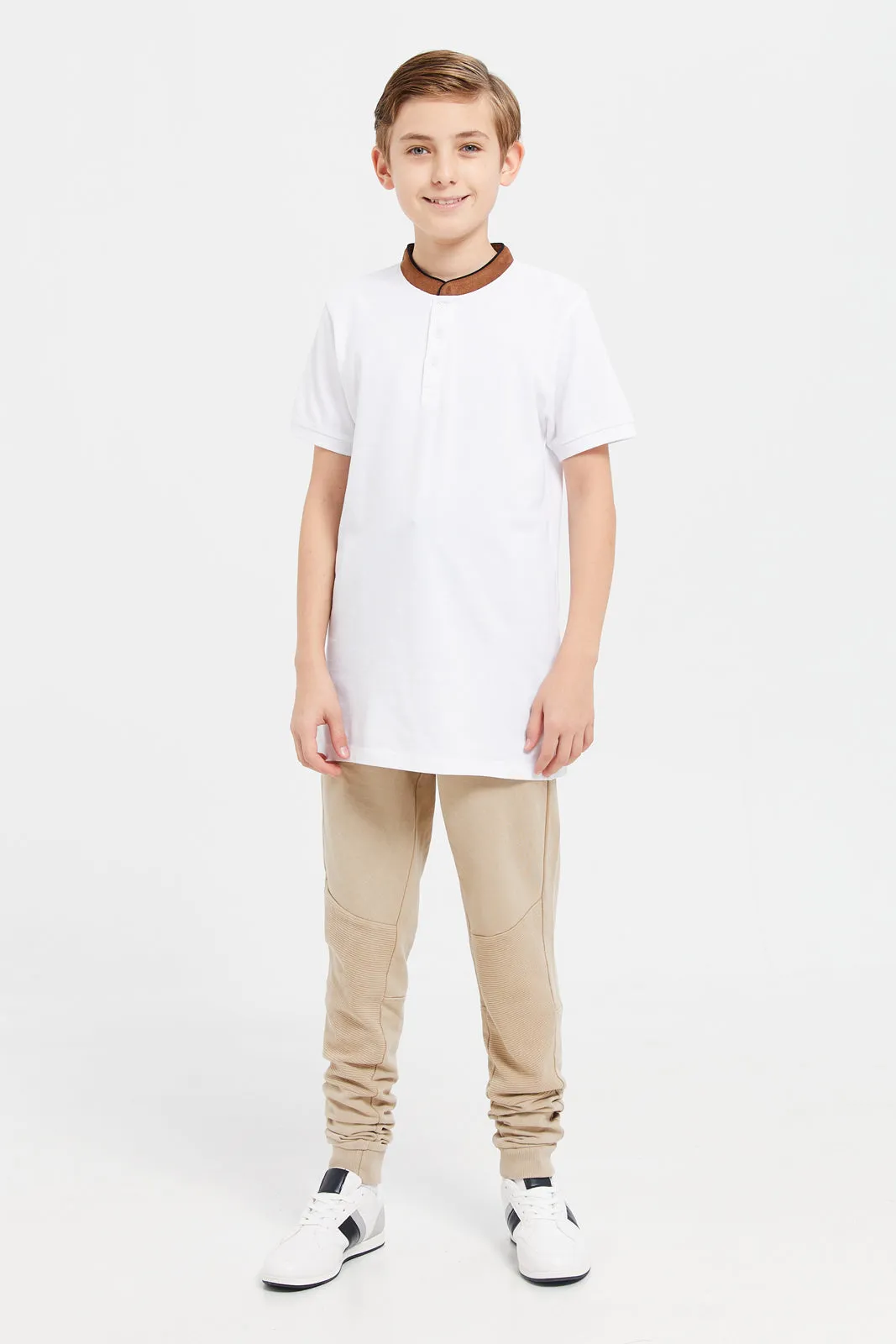 Senior Boys Beige Track Pants