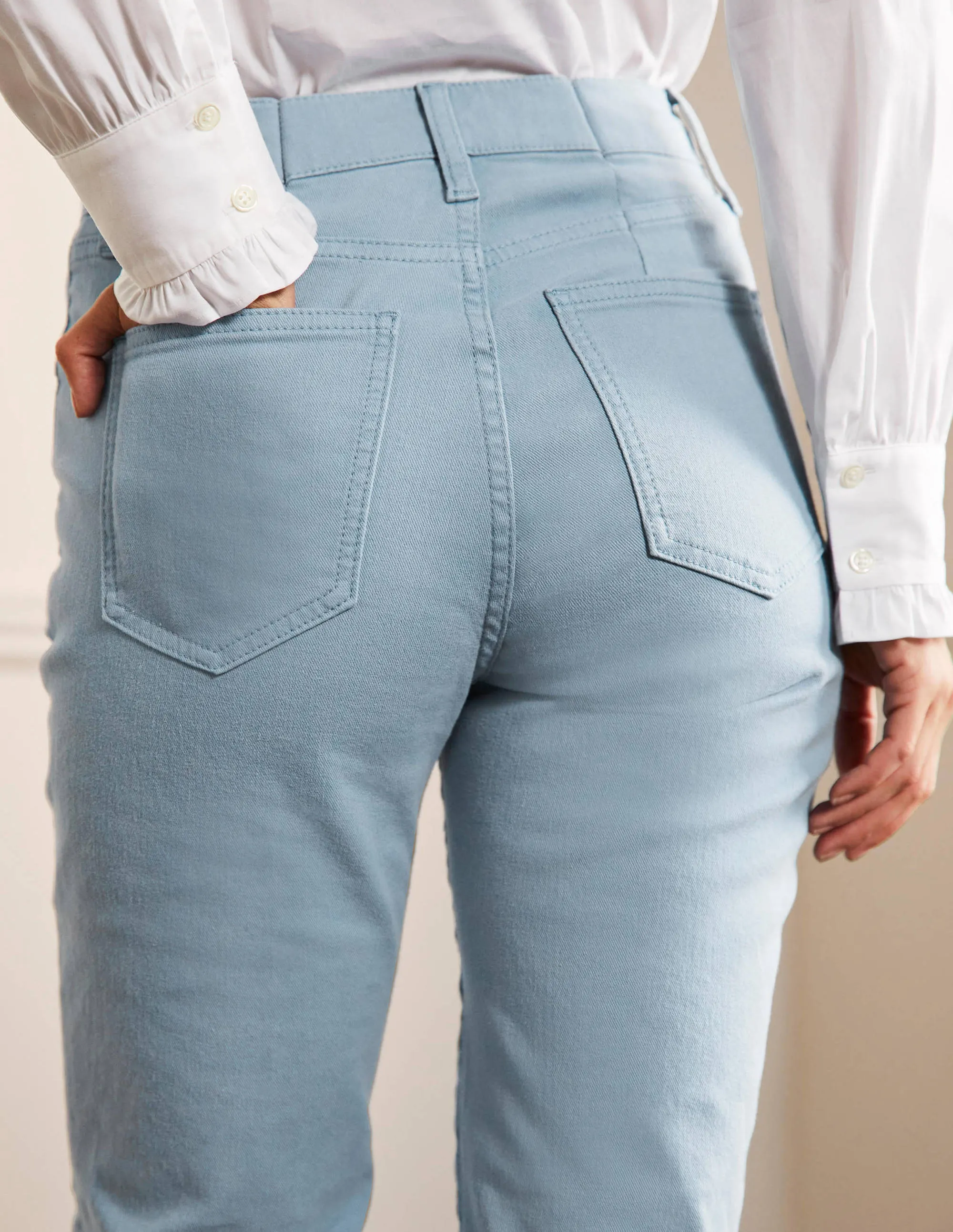 Slim Straight Ankle Skimmers-Dusty Blue, Embroidered