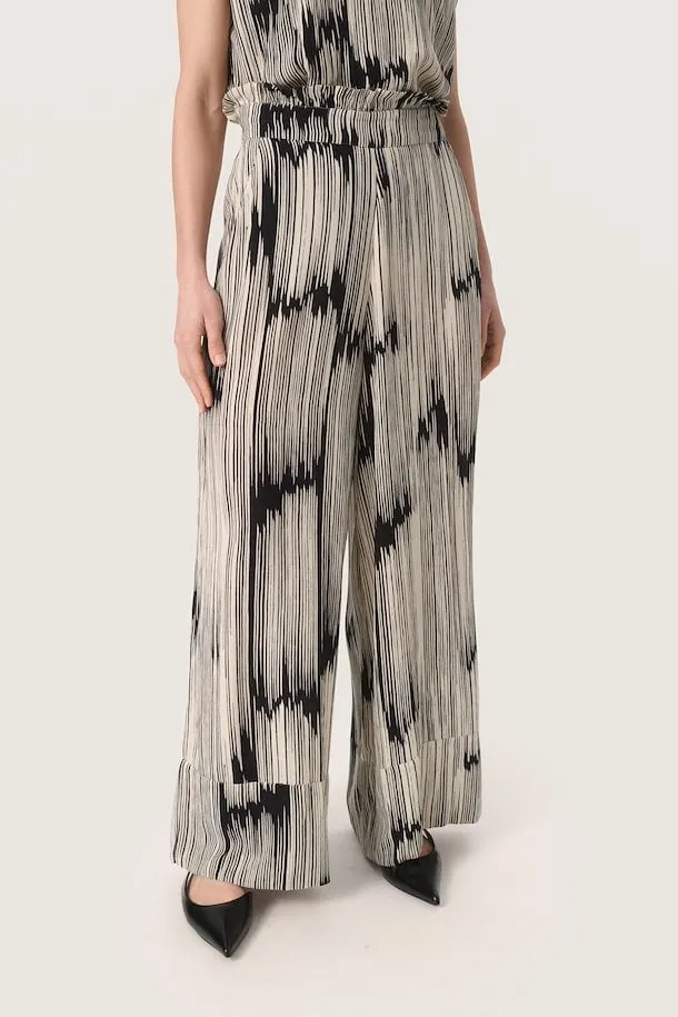 Soaked in Luxury Zaya Pants in Black & Sandshell Scattered