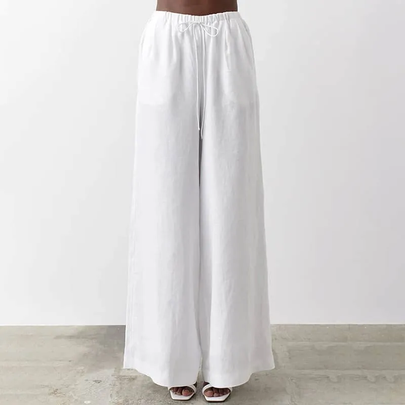 Thin cotton and linen loose casual wide-leg pants