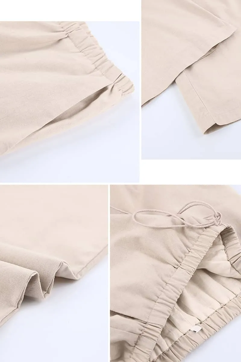 Thin cotton and linen loose casual wide-leg pants