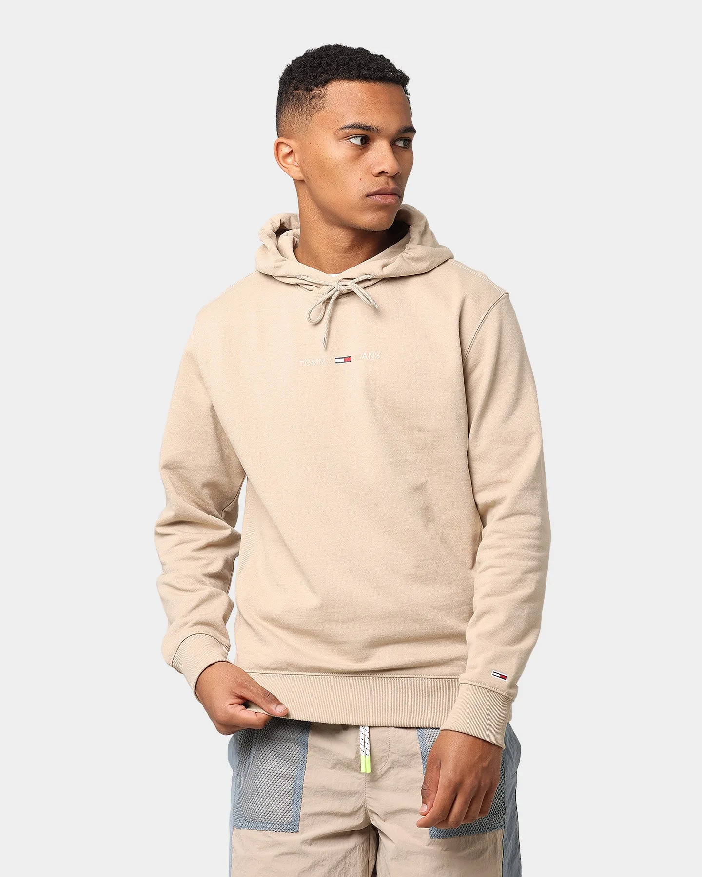 Tommy Jeans Gel Straight Logo Hoodie Soft Beige