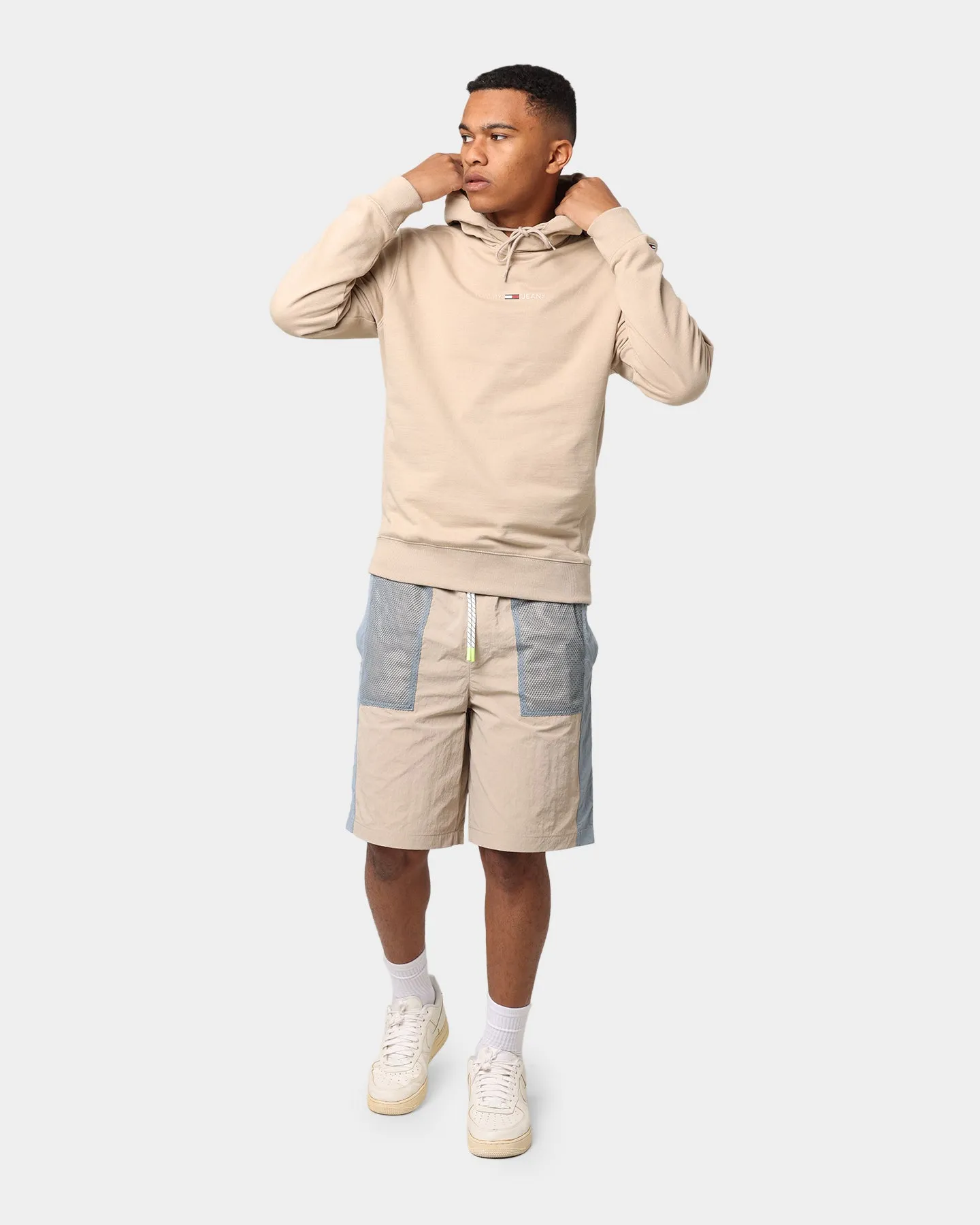 Tommy Jeans Gel Straight Logo Hoodie Soft Beige