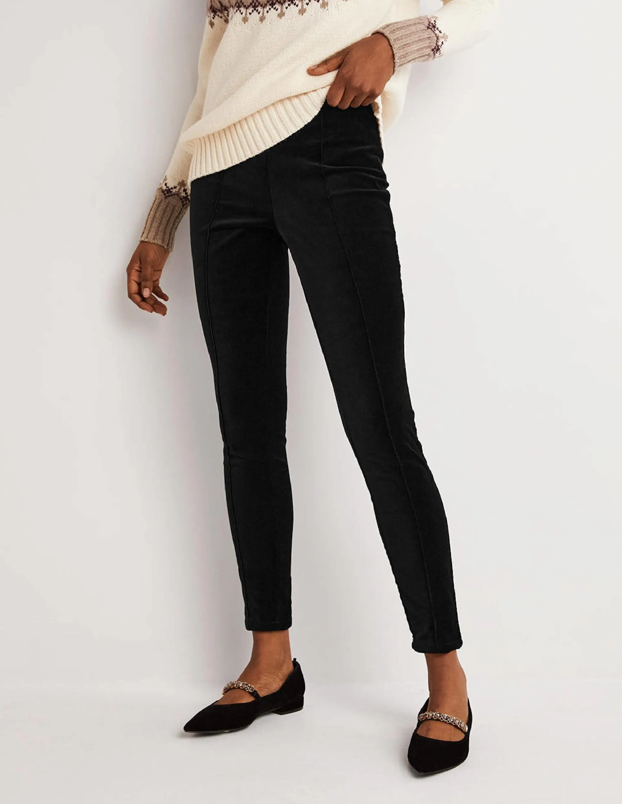 Velvet Stretch Leggings-Black Velvet