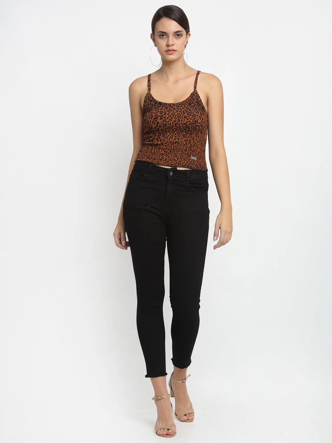 Women Skin Fit Black Ankle Length Jeans