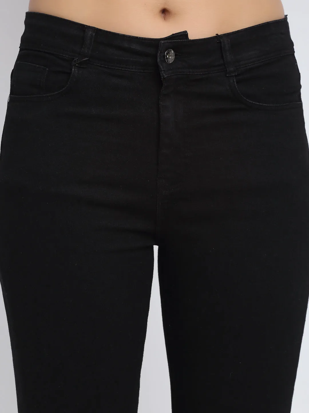 Women Skin Fit Black Ankle Length Jeans