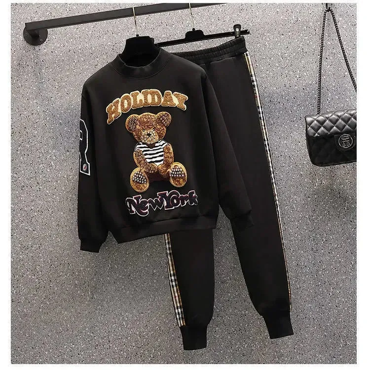 Women's Casual Sweat Suit Spring Autumn Plush Sweater Set
