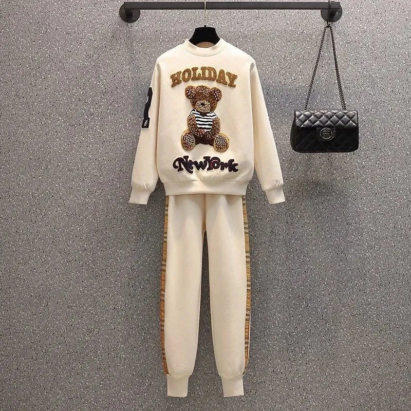 Women's Casual Sweat Suit Spring Autumn Plush Sweater Set