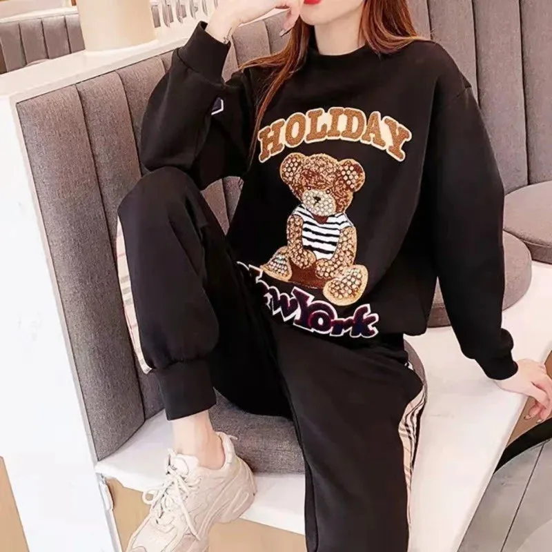 Women's Casual Sweat Suit Spring Autumn Plush Sweater Set