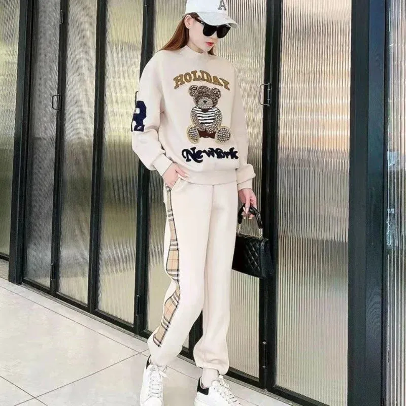 Women's Casual Sweat Suit Spring Autumn Plush Sweater Set