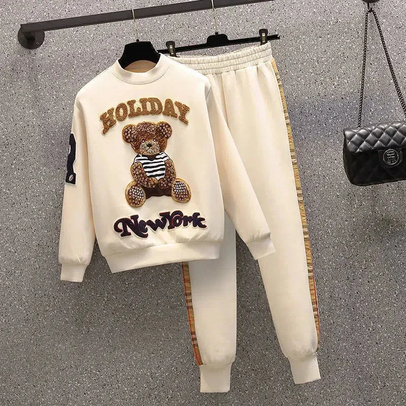 Women's Casual Sweat Suit Spring Autumn Plush Sweater Set