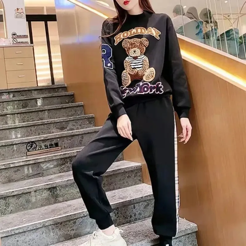 Women's Casual Sweat Suit Spring Autumn Plush Sweater Set