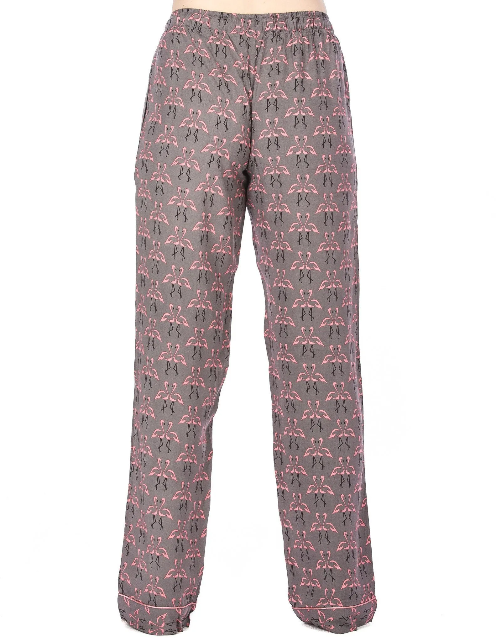 Women's Cool Breeze Woven Lounge Pants - Flamingos - Grey/Pink