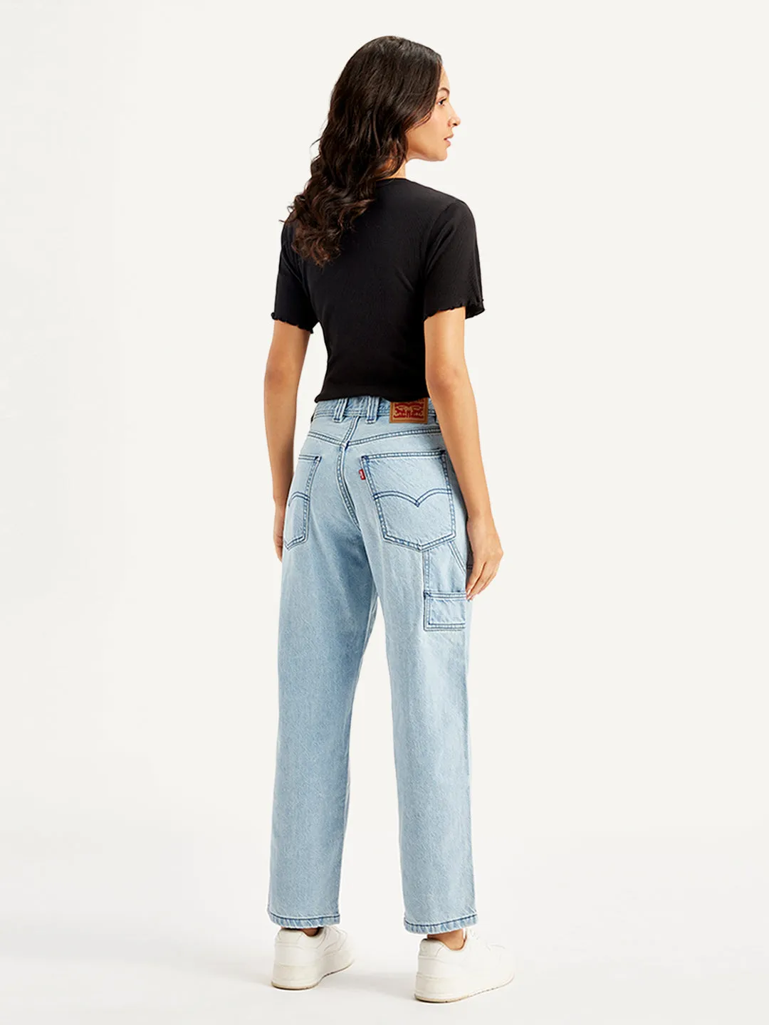 Women's High Rise Baggy Carpenter Light Blue Jeans