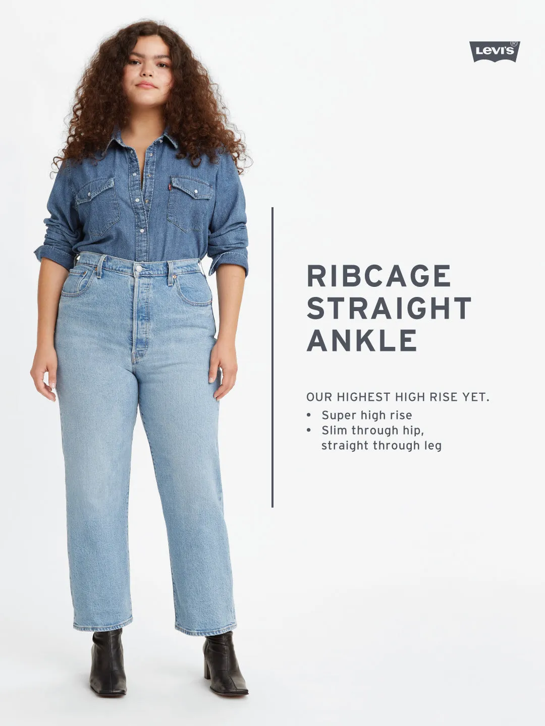 Women's High Rise Ribcage Slim Straight Fit Jeans