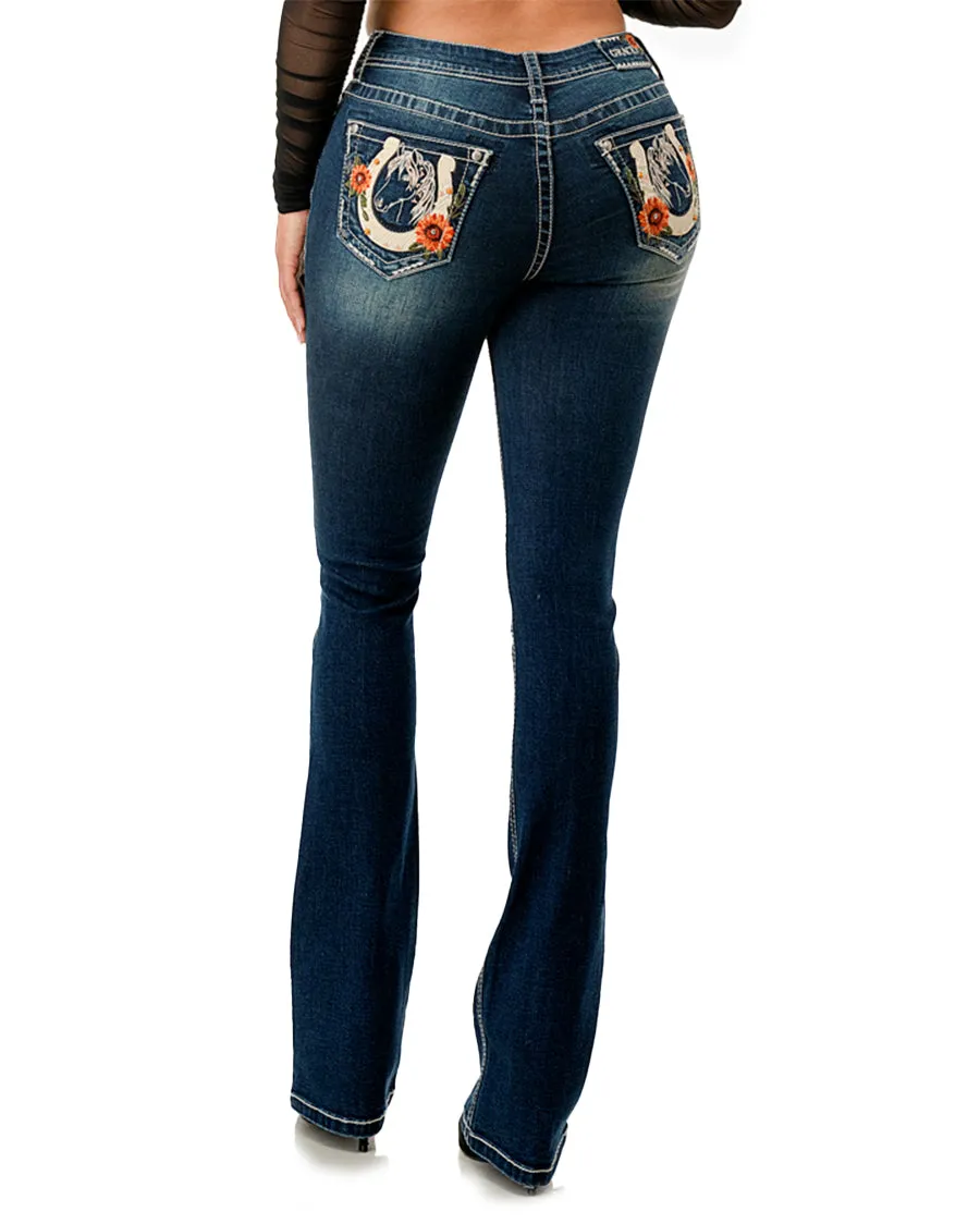 Women's Horseshoe & Horse Head Boot Cut Jeans