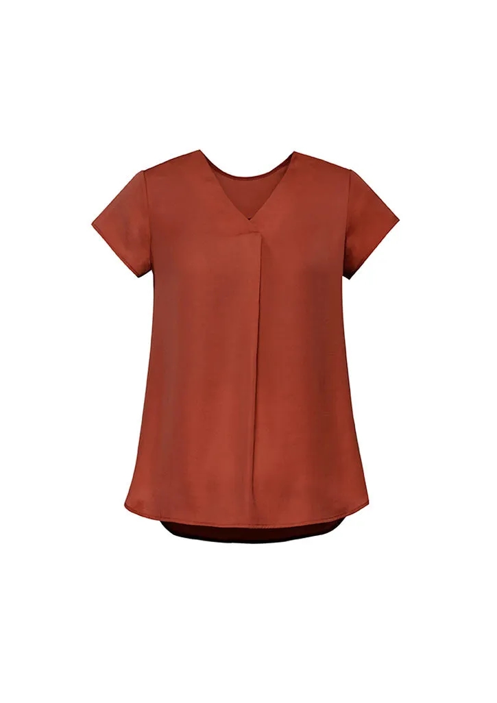 Womens Kayla V-Neck Pleat Blouse