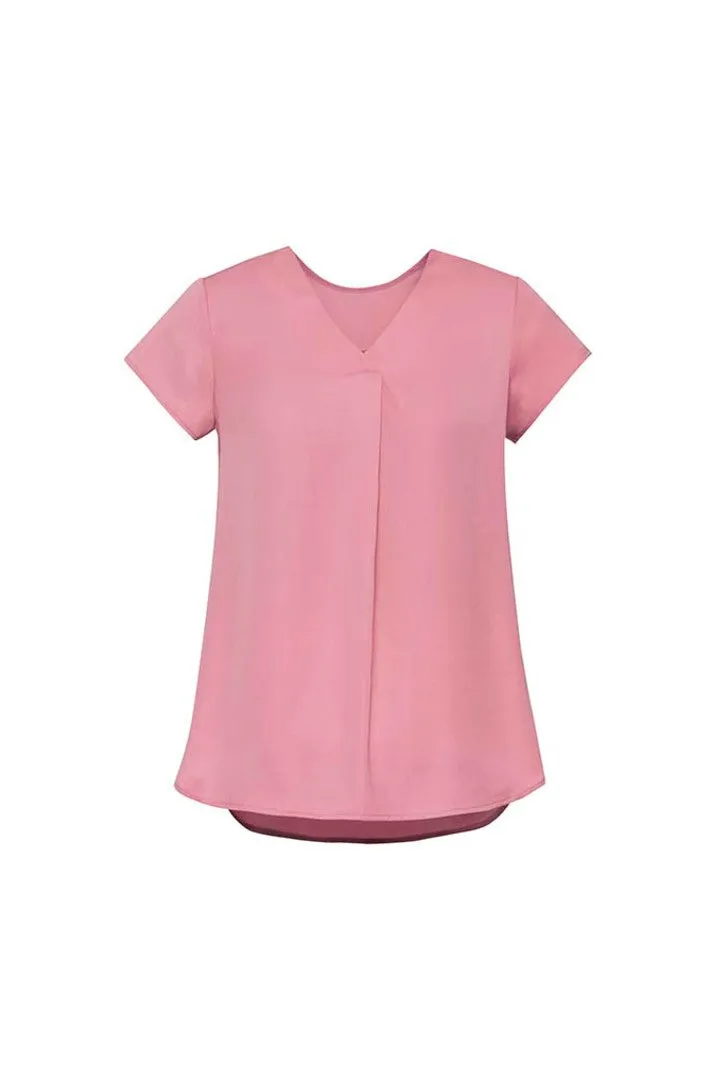 Womens Kayla V-Neck Pleat Blouse