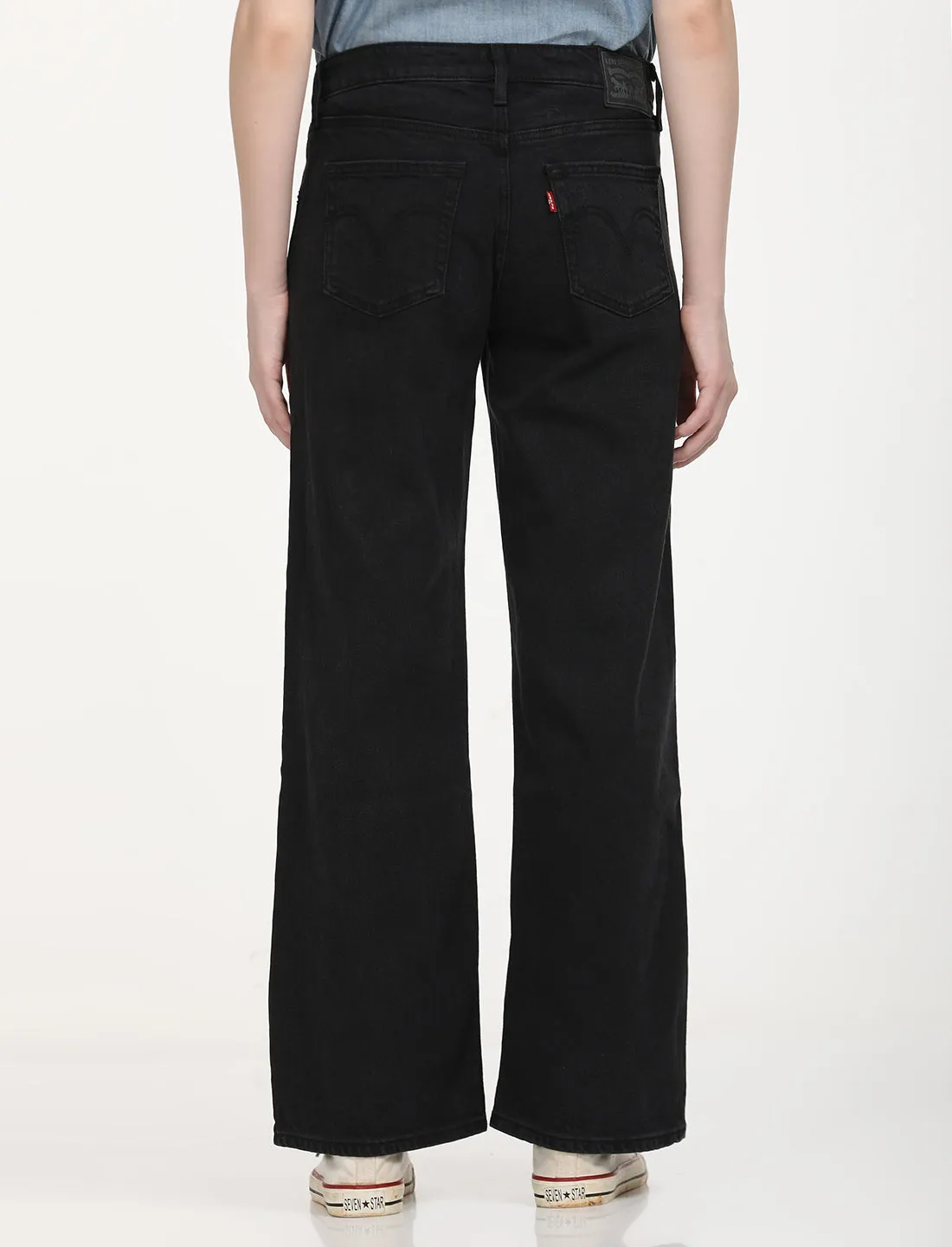Women's Low Rise Loose Fit Black Jeans