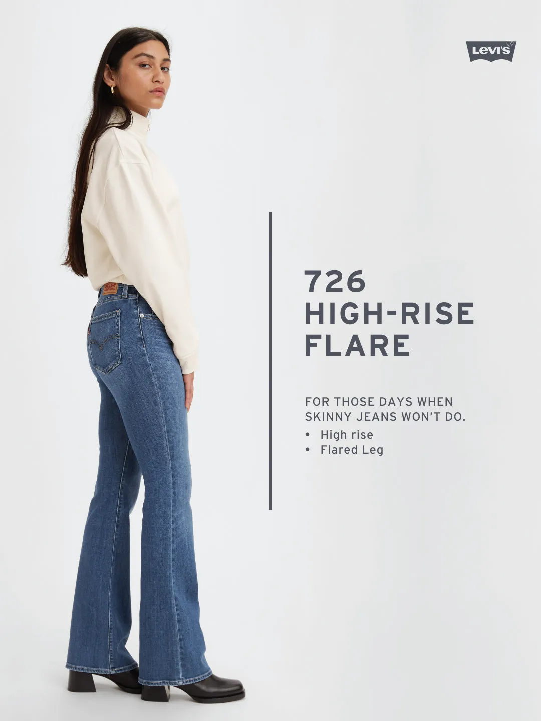 Women's Mid Rise 726 Flared Fit Light Blue Jeans