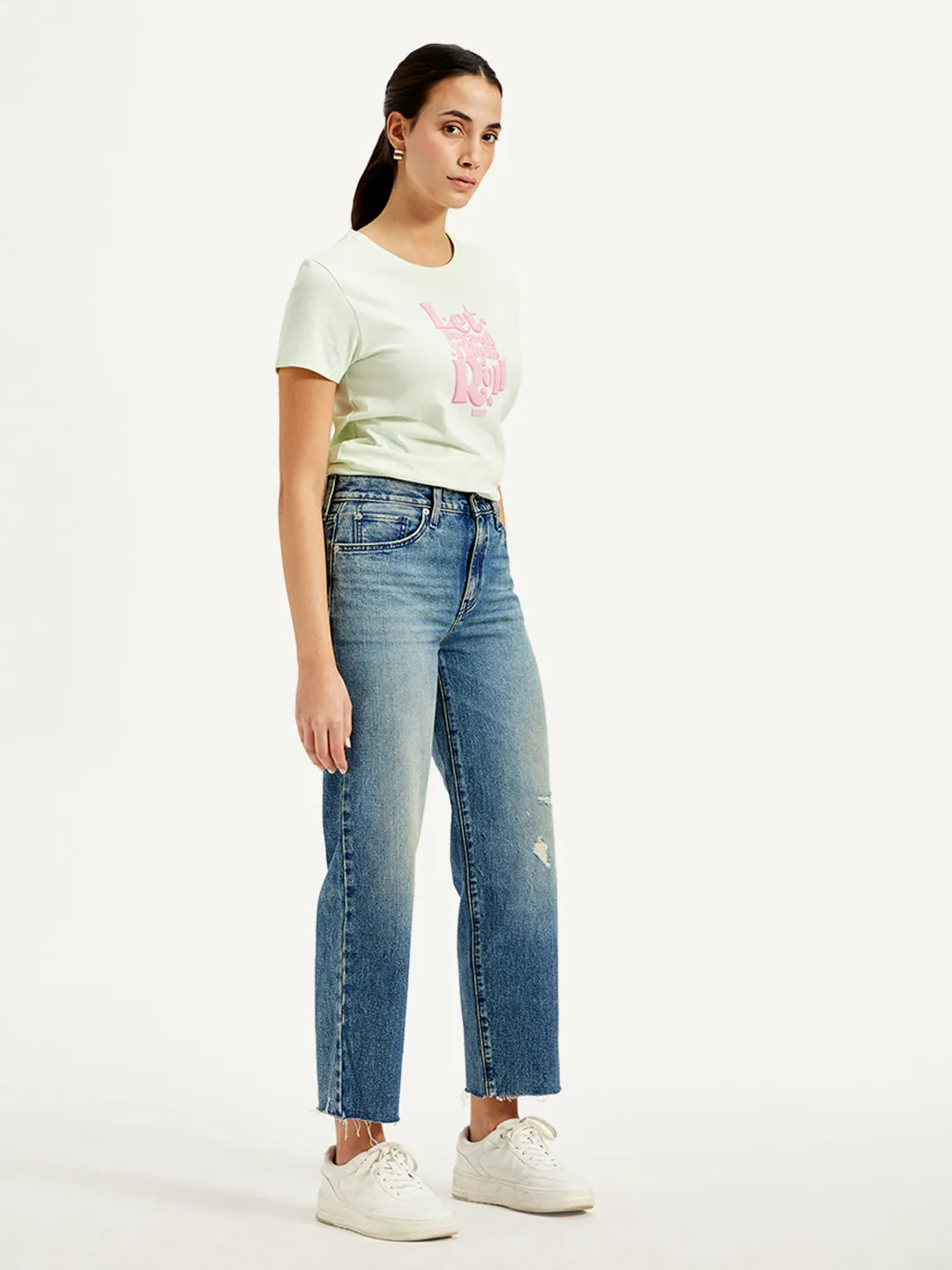 Women's Mid Rise 94 Baggy Fit Blue Jeans