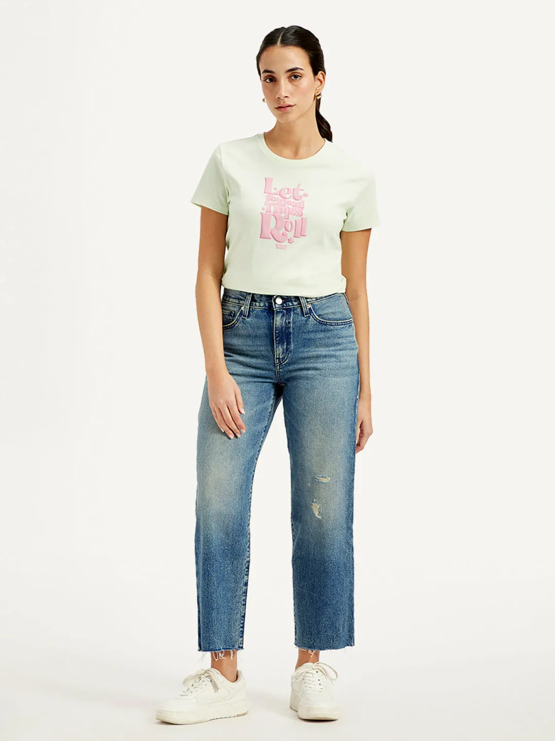 Women's Mid Rise 94 Baggy Fit Blue Jeans