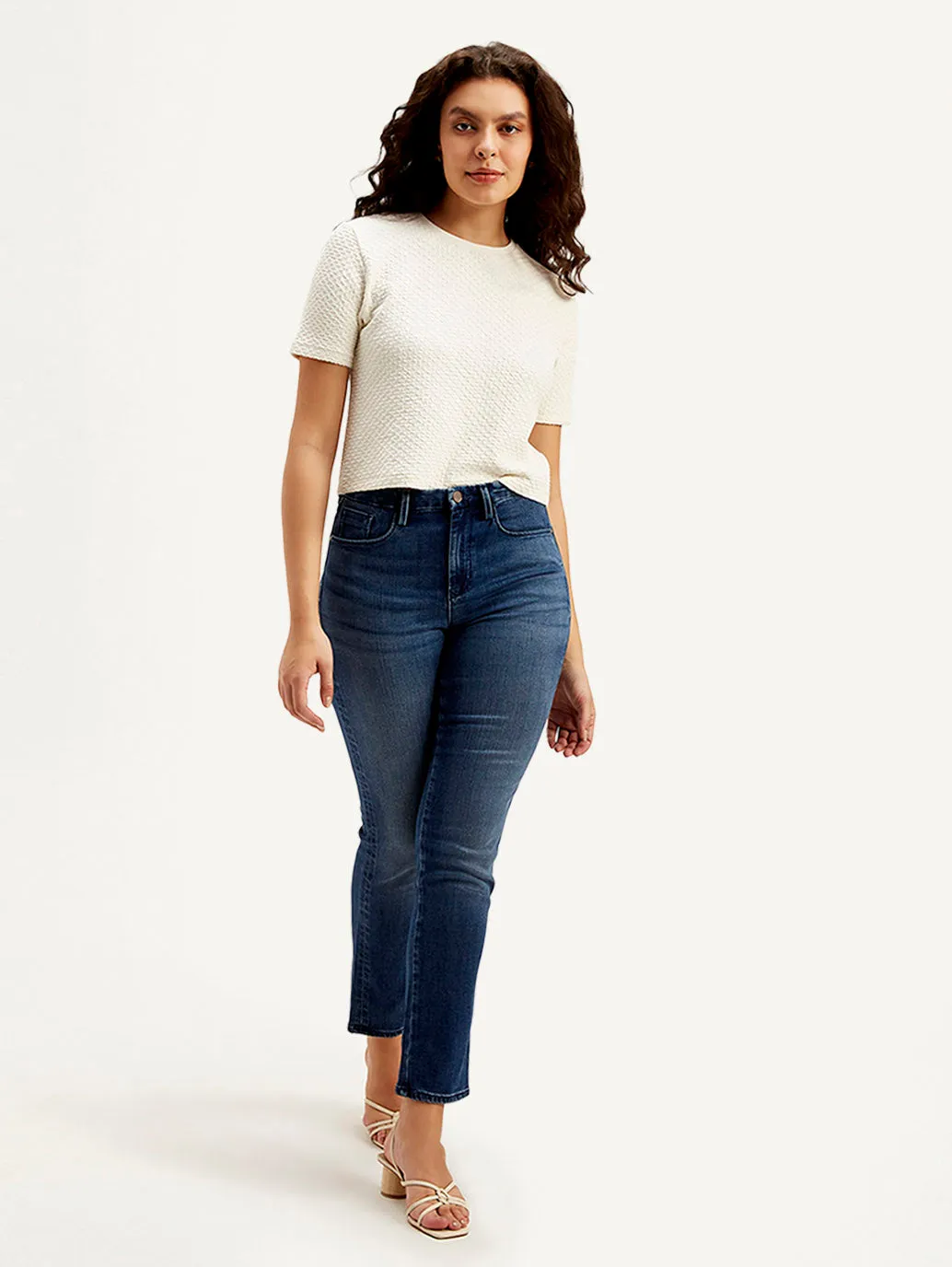 Women's Mid Rise Slim Fit Dark Blue Jeans