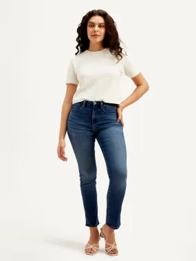 Women's Mid Rise Slim Fit Dark Blue Jeans