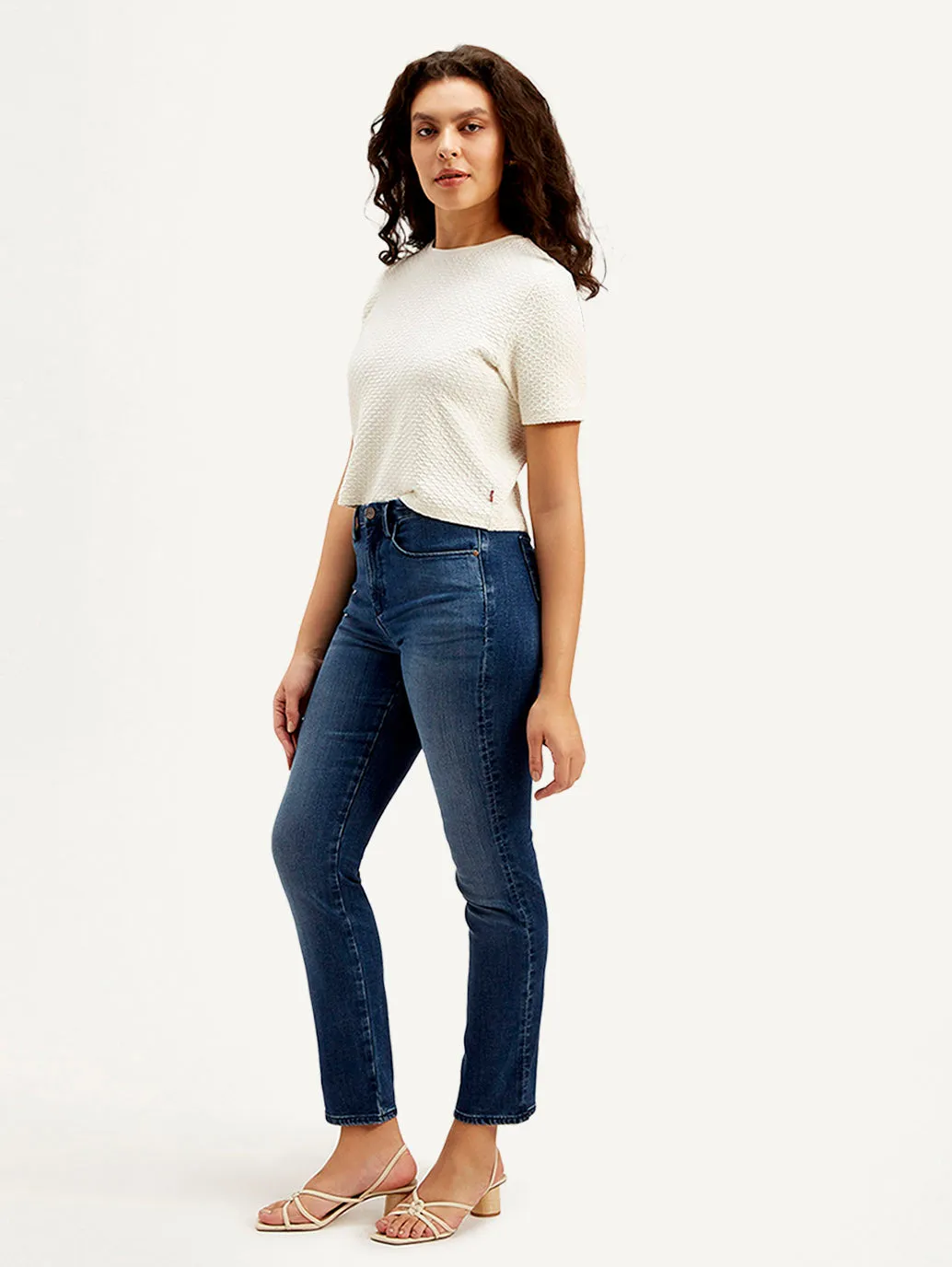 Women's Mid Rise Slim Fit Dark Blue Jeans