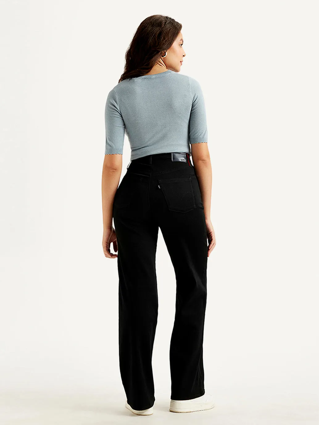 Women's Mid Rise Straight Fit Black Jeans