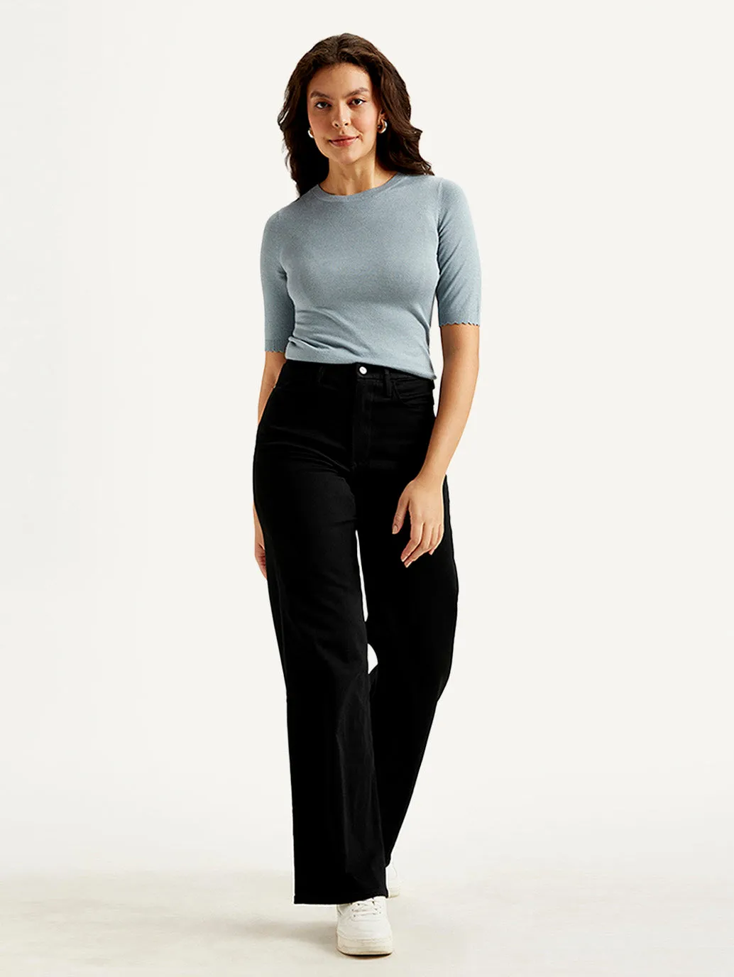 Women's Mid Rise Straight Fit Black Jeans