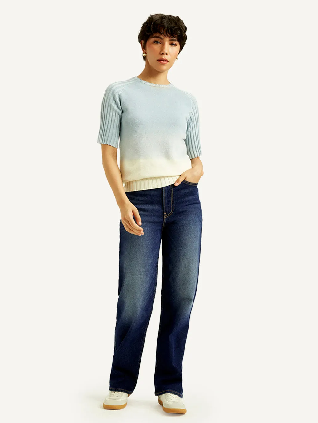 Women's Mid Rise Straight Fit Navy Jeans