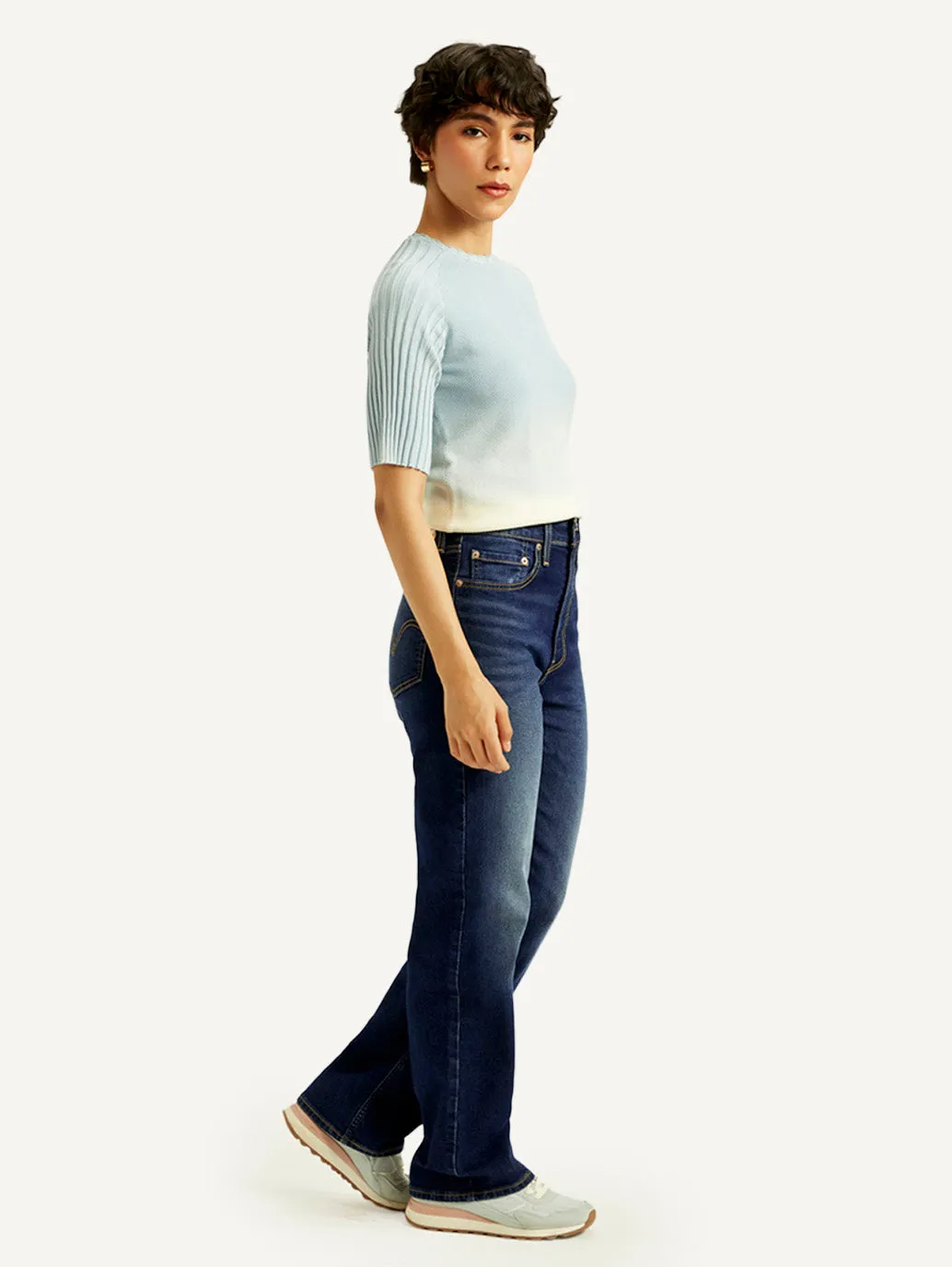 Women's Mid Rise Straight Fit Navy Jeans