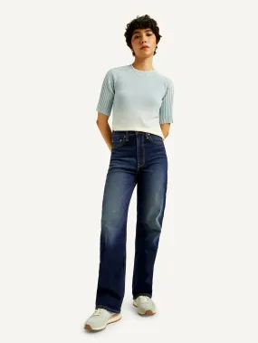 Women's Mid Rise Straight Fit Navy Jeans