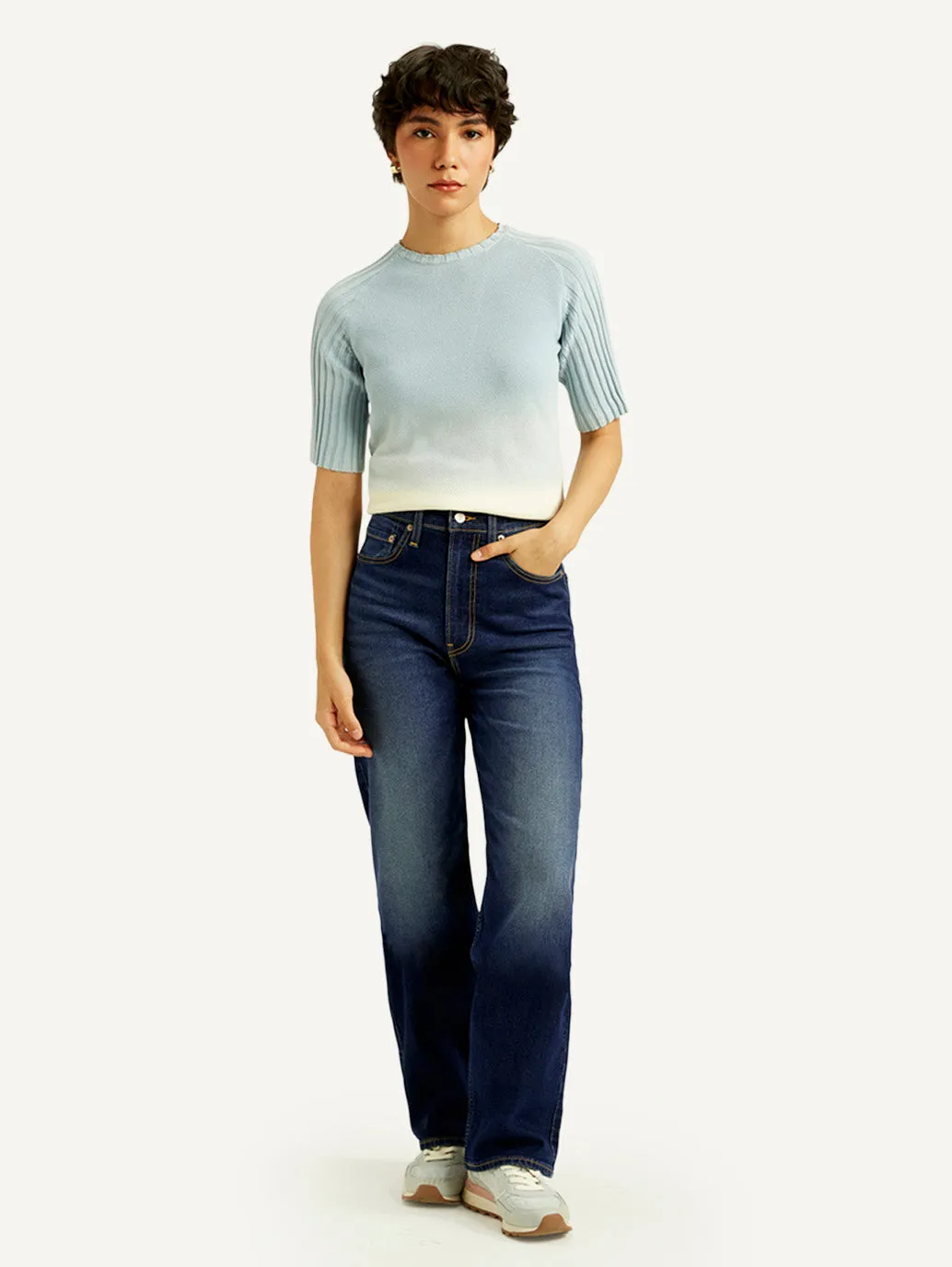 Women's Mid Rise Straight Fit Navy Jeans