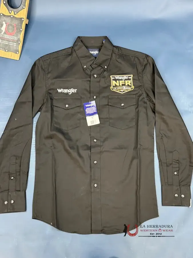 Wrangler Men’s Long Sleeve Black Shirt NFR Logo - 5395